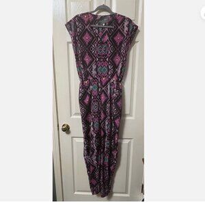 Hunter Dixon Pink Ikat Geometric Print Jumpsuit